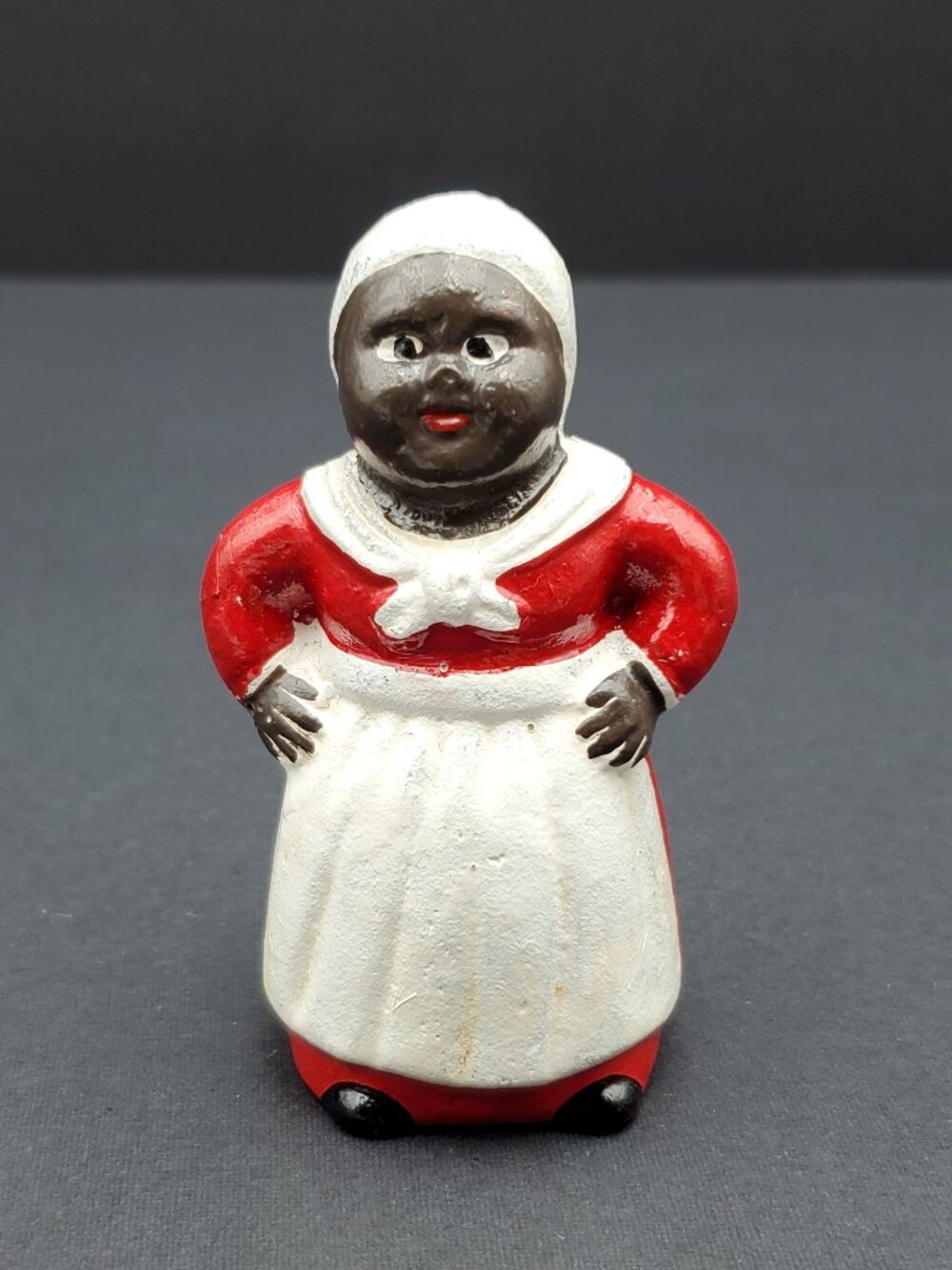 African American Woman Small Cast Iron Coin Bank Metal Americana Maid Figure